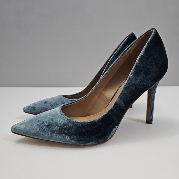 Sam Edelman Hazel Heel Pump Pointed Toe Stiletto Teal Velvet Size 8 NEW - Picture 14 of 14